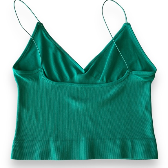 NWOT Free People Brami Ribbed V-Neck In Color In Forest Green Size M/L - Picture 5 of 5